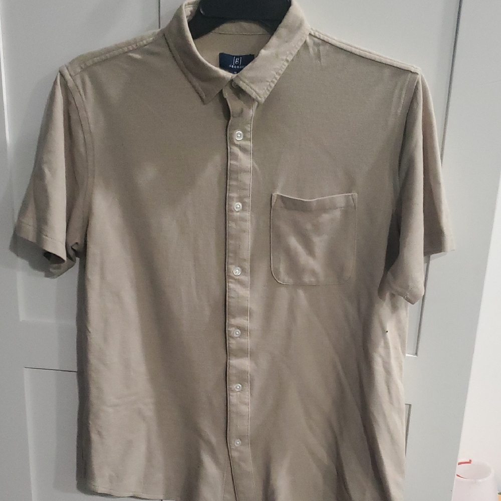 George Men's Short-Sleeve Button-Down Shirt in Beige